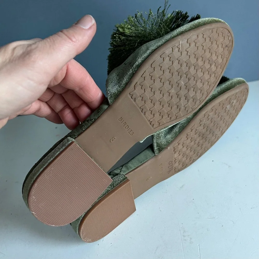 Birdies Green Pom-Pom Slide Flats